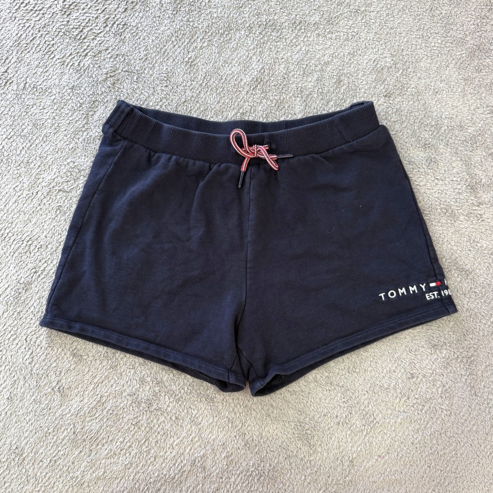 Tommy Hilfiger Sweat Shorts Girls XL 16 Navy Blue Cotton Logo Drawstring